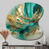 Gold And Green Unveiling The Energy IV - Asymmetric Metal Wall Art