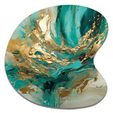 Gold And Green Unveiling The Energy IV - Asymmetric Metal Wall Art