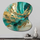 Gold And Green Unveiling The Energy IV - Asymmetric Metal Wall Art