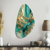 Gold And Green Unveiling The Energy IV - Asymmetric Metal Wall Art