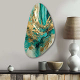 Gold And Green Unveiling The Energy IV - Asymmetric Metal Wall Art