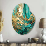 Gold And Green Unveiling The Energy IV - Asymmetric Metal Wall Art