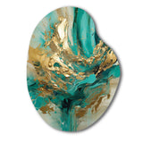 Gold And Green Unveiling The Energy IV - Asymmetric Metal Wall Art