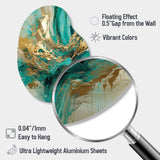 Gold And Green Unveiling The Energy IV - Asymmetric Metal Wall Art