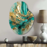 Gold And Green Unveiling The Energy IV - Asymmetric Metal Wall Art