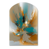 Gold And Turquoise Marble Fuild Ink I - Asymmetric Metal Wall Art