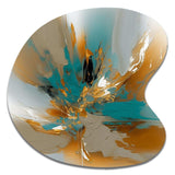 Gold And Turquoise Marble Fuild Ink I - Asymmetric Metal Wall Art