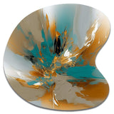 Gold And Turquoise Marble Fuild Ink I - Asymmetric Metal Wall Art