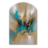 Yellow And Turquoise Marble Fuild Ink - Asymmetric Metal Wall Art