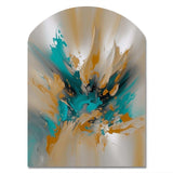 Yellow And Turquoise Marble Fuild Ink - Asymmetric Metal Wall Art