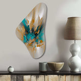 Yellow And Turquoise Marble Fuild Ink - Asymmetric Metal Wall Art