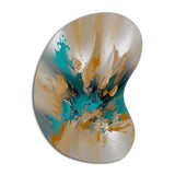 Yellow And Turquoise Marble Fuild Ink - Asymmetric Metal Wall Art