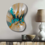 Yellow And Turquoise Marble Fuild Ink - Asymmetric Metal Wall Art