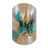 Yellow And Turquoise Marble Fuild Ink - Asymmetric Metal Wall Art