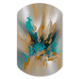 Yellow And Turquoise Marble Fuild Ink - Asymmetric Metal Wall Art