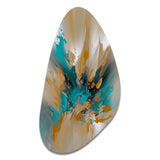 Yellow And Turquoise Marble Fuild Ink - Asymmetric Metal Wall Art