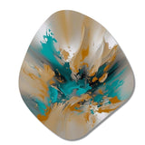 Yellow And Turquoise Marble Fuild Ink - Asymmetric Metal Wall Art