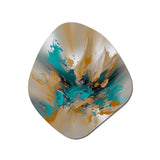 Yellow And Turquoise Marble Fuild Ink - Asymmetric Metal Wall Art