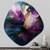 Purple And Blue Realities On Canvas I - Asymmetric Metal Wall Art