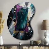 Purple And Green Realities On Canvas - Asymmetric Metal Wall Art