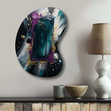 Purple And Green Realities On Canvas - Asymmetric Metal Wall Art