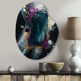 Purple And Green Realities On Canvas - Asymmetric Metal Wall Art