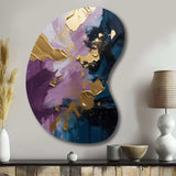 Purple And Blue Realities On Canvas IV - Asymmetric Metal Wall Art