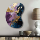 Purple And Blue Realities On Canvas IV - Asymmetric Metal Wall Art