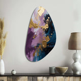 Purple And Blue Realities On Canvas IV - Asymmetric Metal Wall Art