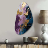 Purple And Blue Realities On Canvas IV - Asymmetric Metal Wall Art