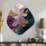 Purple And Blue Realities On Canvas IV - Asymmetric Metal Wall Art