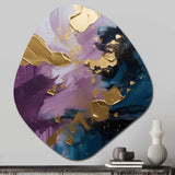 Purple And Blue Realities On Canvas IV - Asymmetric Metal Wall Art