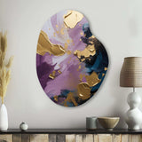 Purple And Blue Realities On Canvas IV - Asymmetric Metal Wall Art