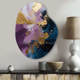 Purple And Blue Realities On Canvas IV - Asymmetric Metal Wall Art