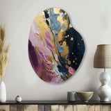 Purple And Blue Movements In Paint III - Asymmetric Metal Wall Art