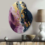 Purple And Blue Movements In Paint III - Asymmetric Metal Wall Art