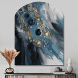 Blue And White Transcendent Brushstrokes III - Asymmetric Metal Wall Art