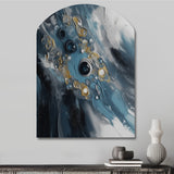 Blue And White Transcendent Brushstrokes III - Asymmetric Metal Wall Art