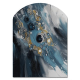 Blue And White Transcendent Brushstrokes III - Asymmetric Metal Wall Art