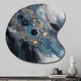 Blue And White Transcendent Brushstrokes III - Asymmetric Metal Wall Art