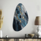 Blue And White Transcendent Brushstrokes III - Asymmetric Metal Wall Art