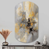 Yellow And Grey Beyond The Canvas I - Asymmetric Metal Wall Art