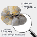 Yellow And Grey Beyond The Canvas I - Asymmetric Metal Wall Art