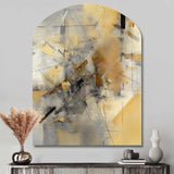 Yellow And Grey Beyond The Canvas II - Asymmetric Metal Wall Art