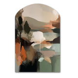 Green And Beige Transcending Reality I - Asymmetric Metal Wall Art