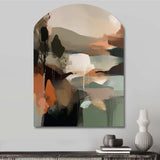 Green And Beige Transcending Reality I - Asymmetric Metal Wall Art