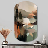 Green And Beige Transcending Reality I - Asymmetric Metal Wall Art