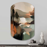 Green And Beige Transcending Reality I - Asymmetric Metal Wall Art