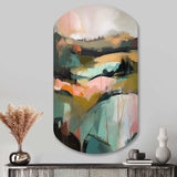 Green And Pink Transcending Reality - Asymmetric Metal Wall Art