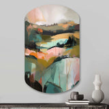 Green And Pink Transcending Reality - Asymmetric Metal Wall Art